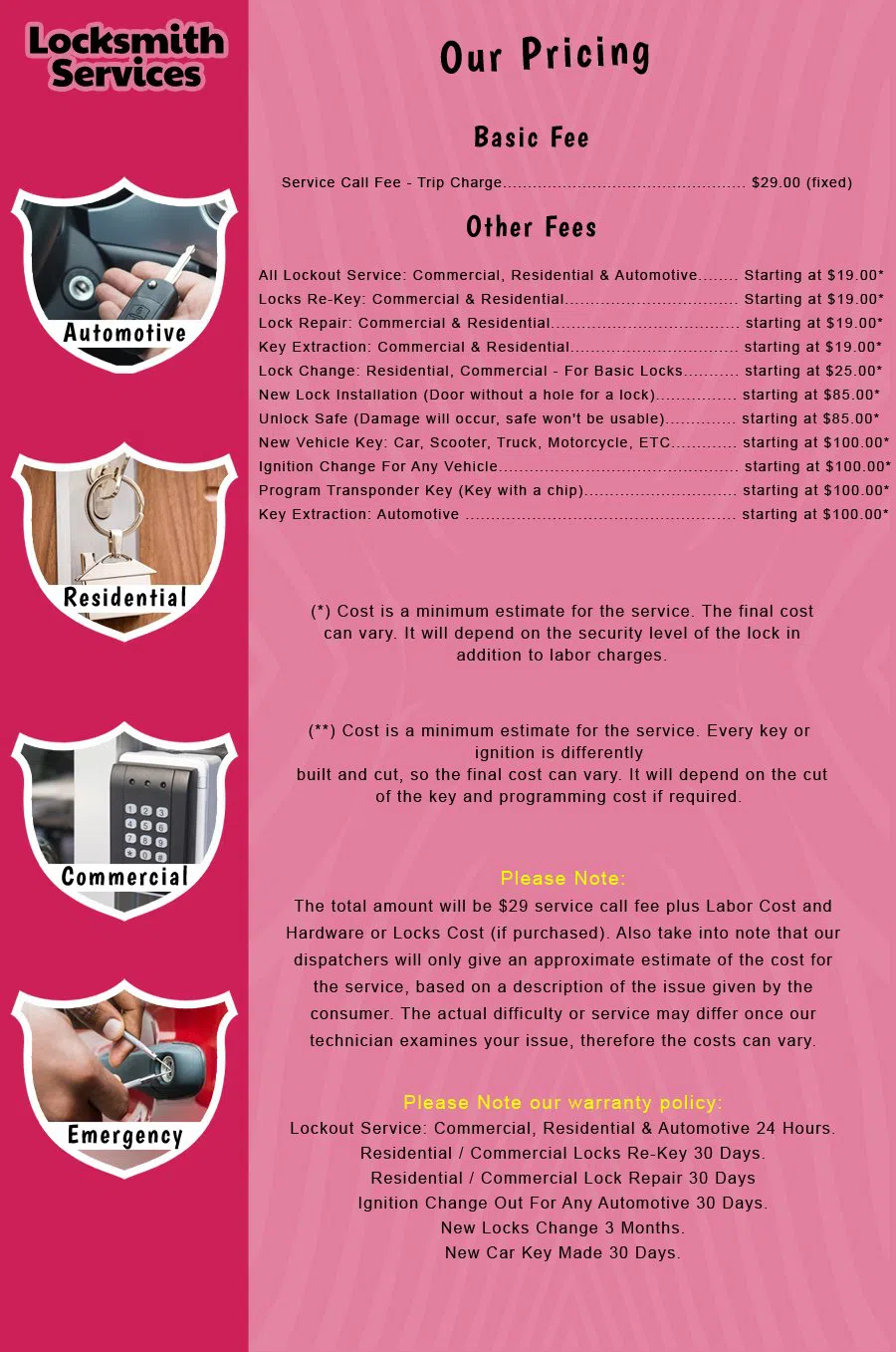 North Arlington NJ Locksmith Store North Arlington, NJ 201-559-9926 - price-list-c-18